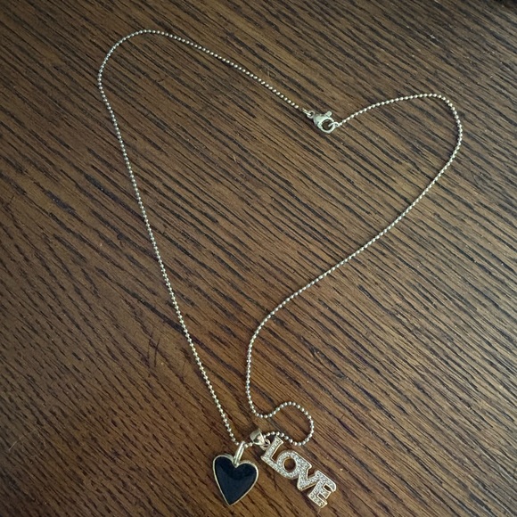 Gold and Black Heart Necklace - Picture 1 of 4